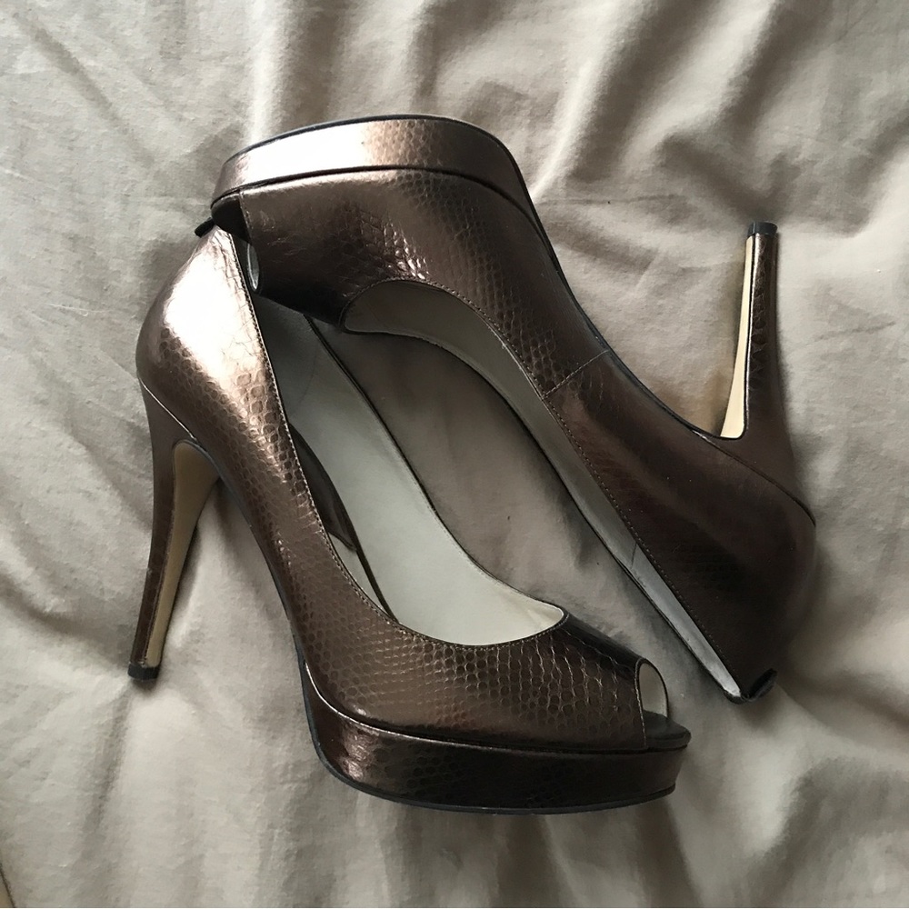 MICHAEL Michael Kors: embossed leather, peep toe platform